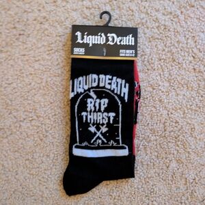 Liquid Death Black and Red Casual Socks